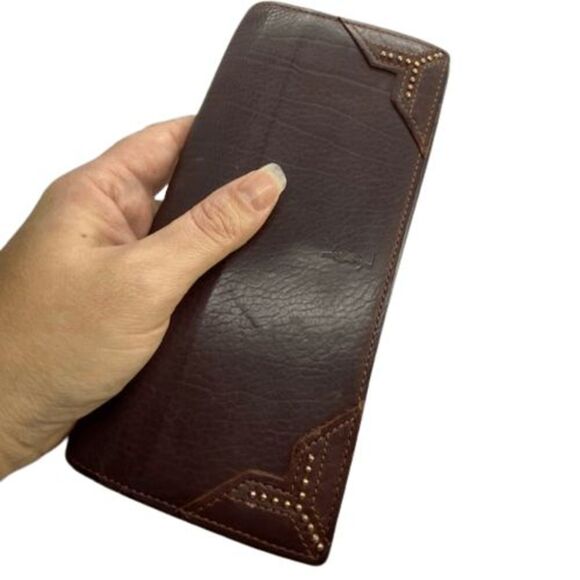 Authentic Yves Saint Laurent YSL Brown Leather Long Slim Wallet - Picture 13 of 13